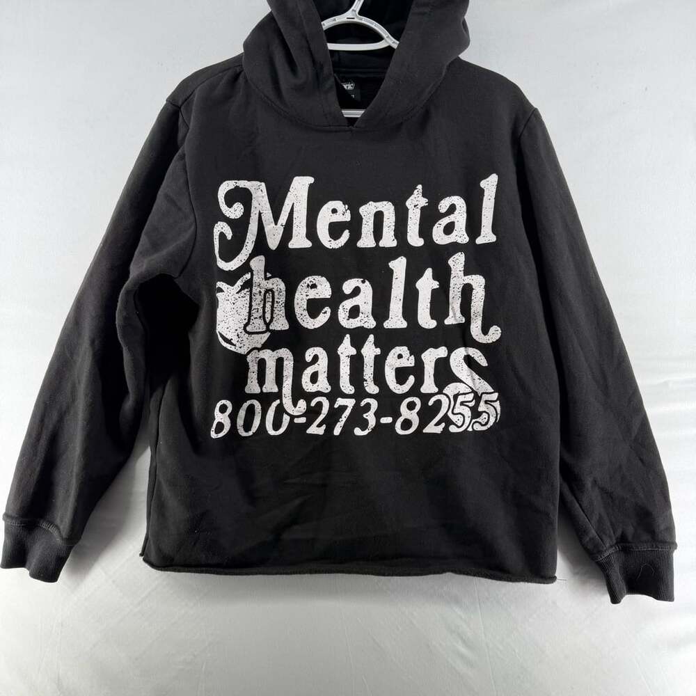 1623 Black Mental Health Matters Print Hoodies. Size M